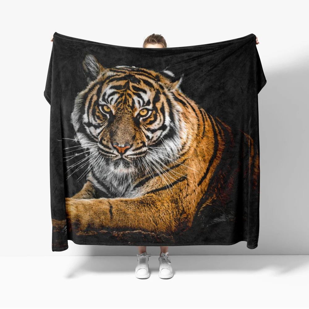 Fierce and Warm Tiger Flannel Blanket for Sofa Powerful and cool Throw Blankets For Bed Perfect Gift