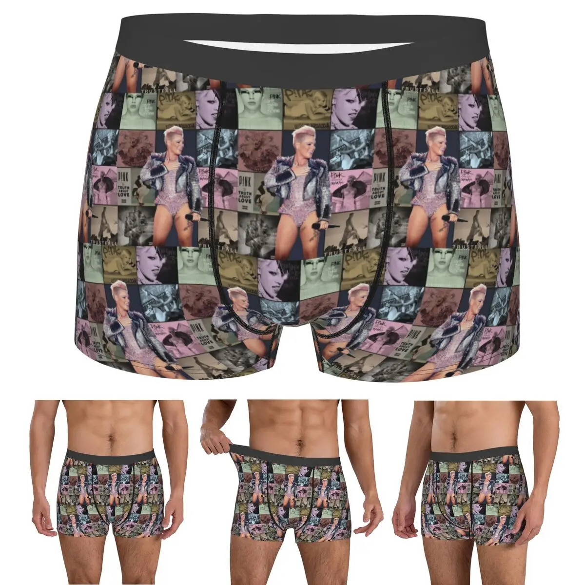 Boxer Underpants Shorts Pink P!nk Cool Singer Country Music Panties Male Comfortable Underwear for Homme Man Boyfriend Gift