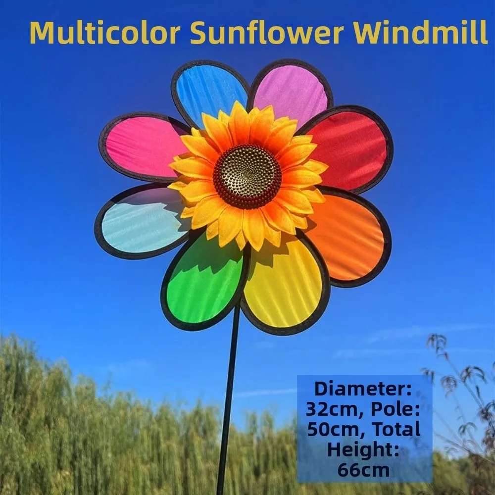 Multistyles Sunflower Windmill PVC Diameter 26/32cm Stake Standing Lawn Flower Pinwheel Rotating Sunflower