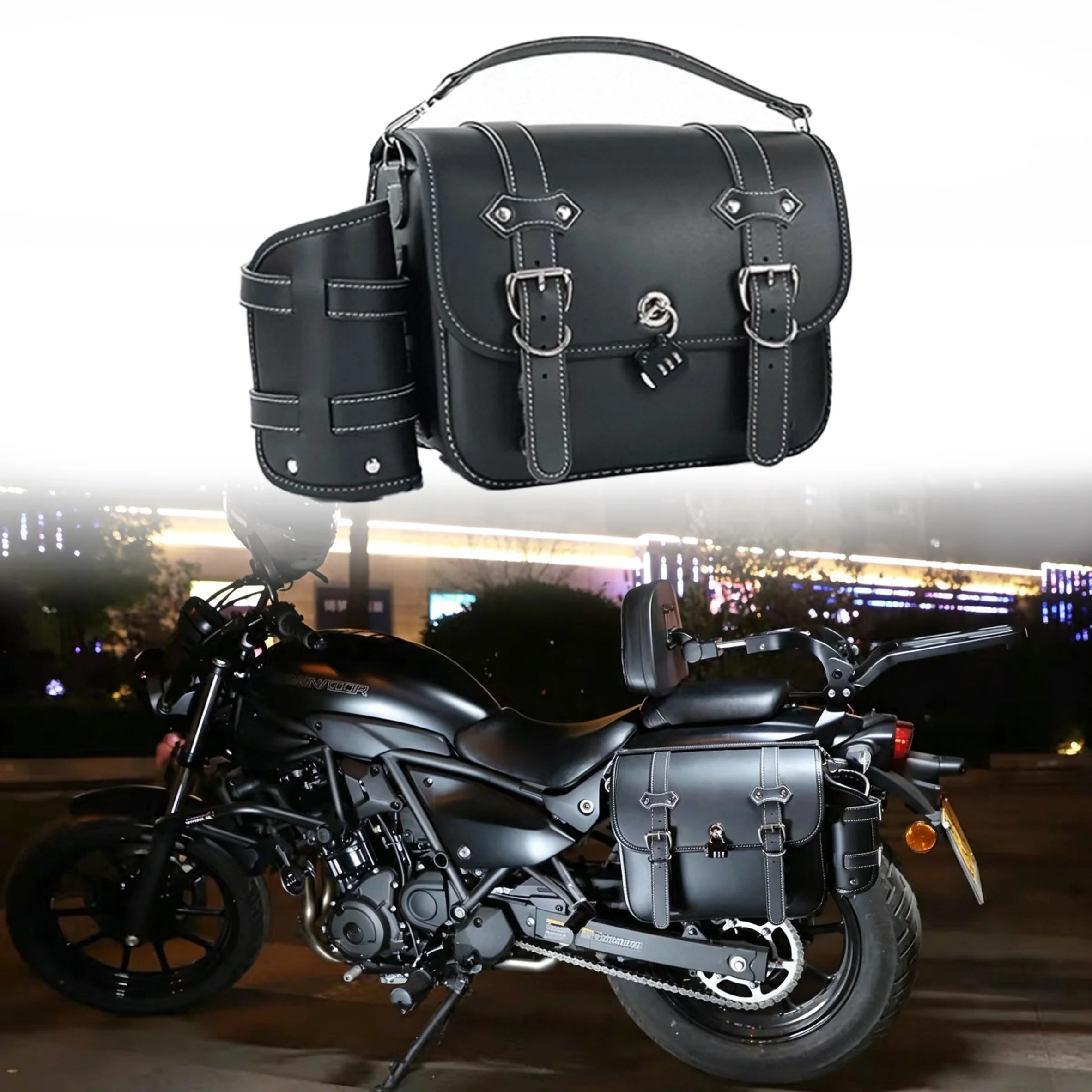 Compatible for Kawasaki Eliminator 500 Accessories Motorcycle Quick Release Saddlebags Side Bags Waterproff Bags Pannier