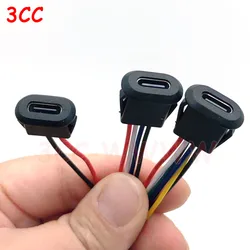 2Pin USB-C Type Waterproof USB Connector Direct Compression Female Base Female Socket Charging Interface With Welding Wire PH2.0