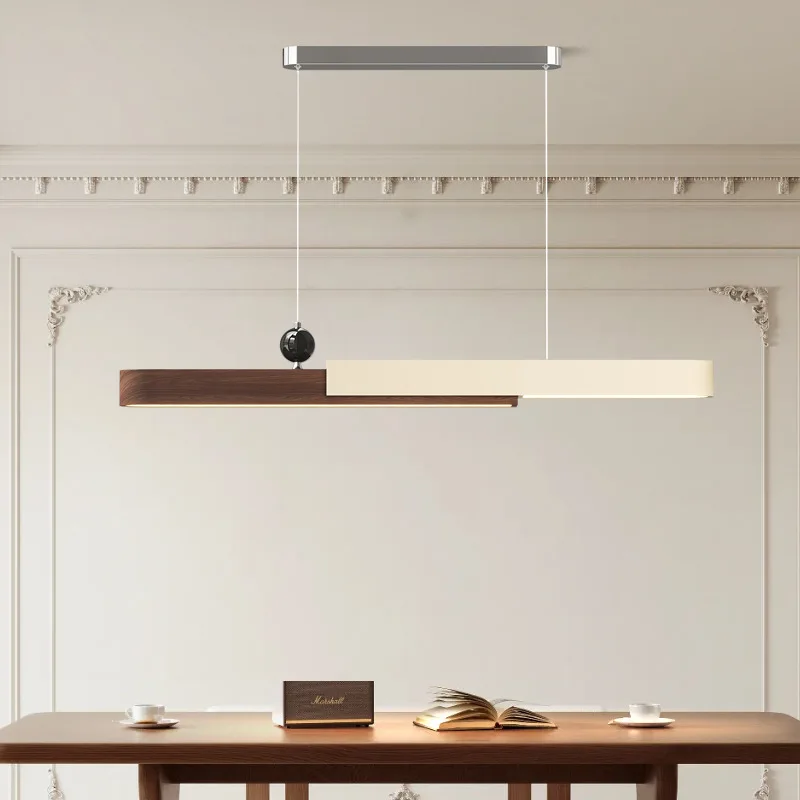 Walnut color restaurant chandelier one-word bar counter modern minimalist tea room simple lamps, dining table bright