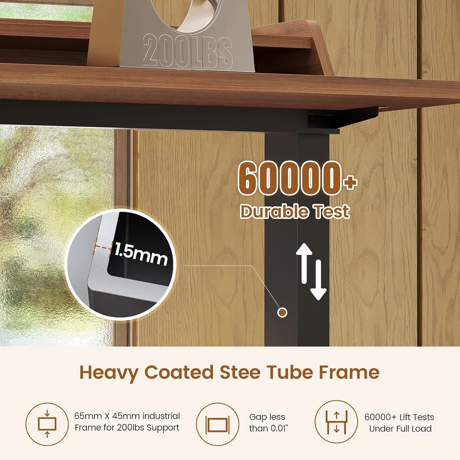 Standing Desk With Storage, 55" Fluted Stand Up Desk With Power Outlets And LED Lights, Height-Adjustable Table, Customized - view 6