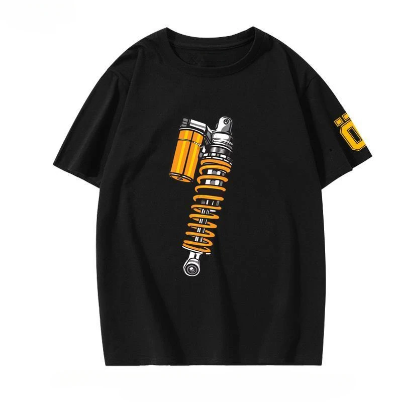 Motorcycle OHLINS Shock Absorber Peripheral T-shirt Car Modified Culture Short Sleeve Pure Cotton Car Friend Summer Clothes