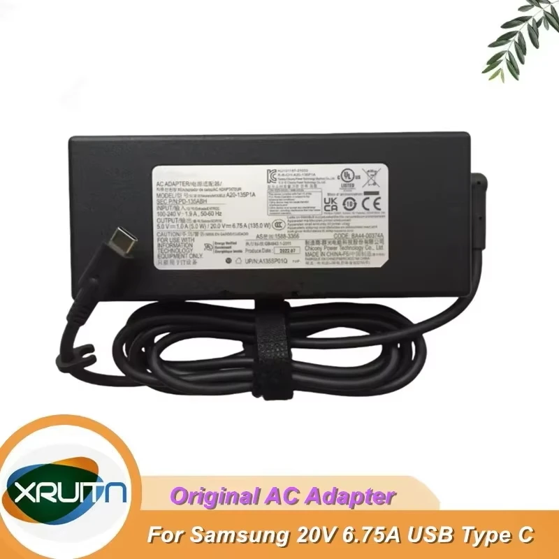 

Оригинальное зарядное устройство переменного тока 20 В 6,75 А 135 Вт USB-C типа C A20-135P1A для Samsung Galaxy Book Odyssey NP762XDA-XA1US