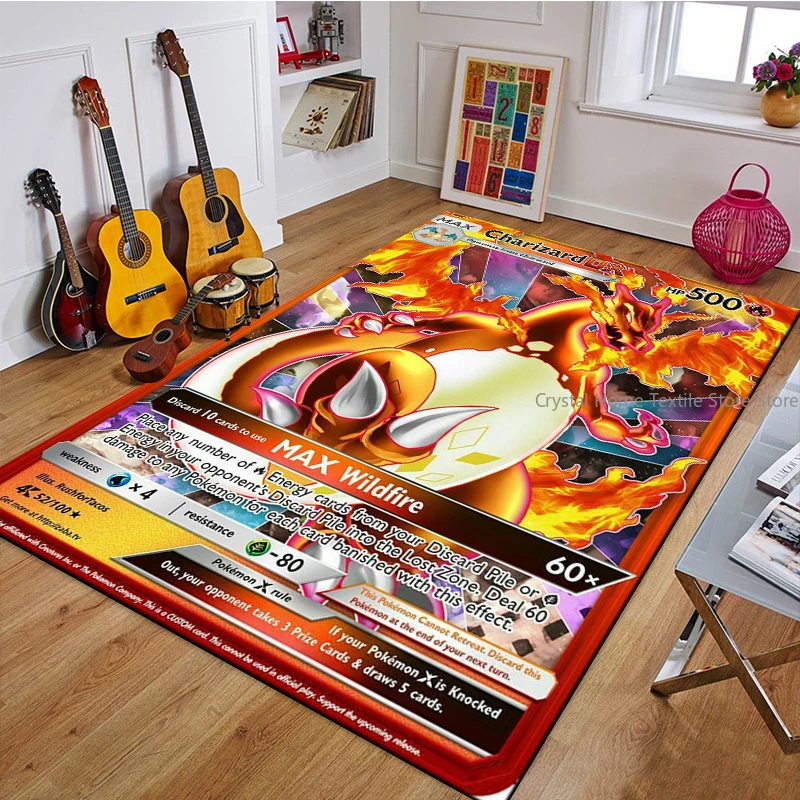 

Japanese Anime Pokémon Cards Charizard Carpet for Living Room Home Decor Sofa Table Kids Rug Anti Slip Chair Lounge Floor Mat