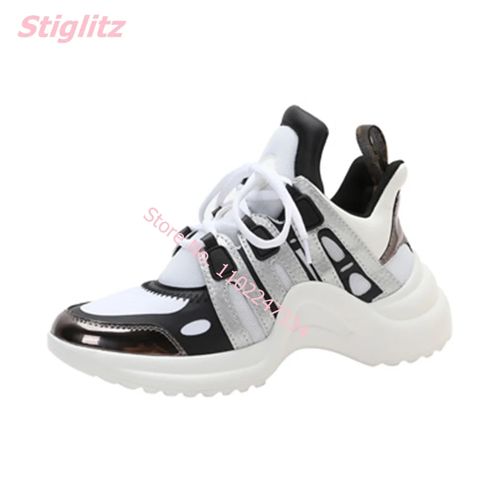 2024 New Women Sneakers Luxury Brand Design Lace Up Platform Fashion footwear Run Leather Mesh Breathable Vulcanized Shoes
