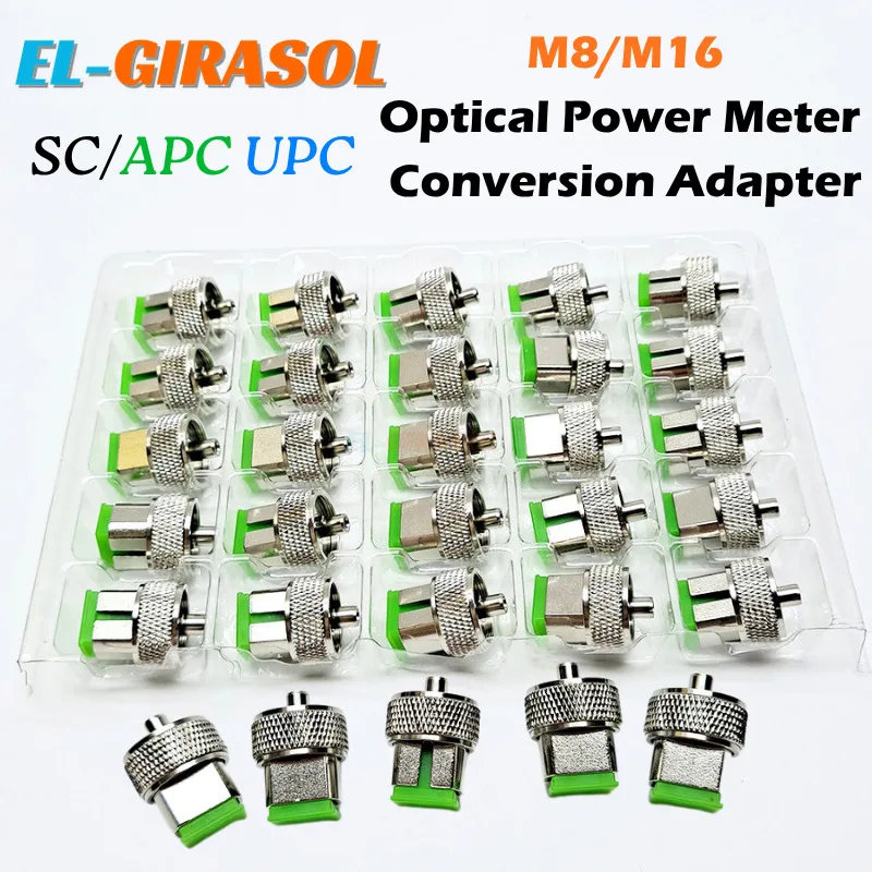 SC APC UPC M8/M16 Fiber Connector Adapter Optical Power Meter Conversion Head Red Pen Metal Cap Coupler Flange Fiber Optic Tool