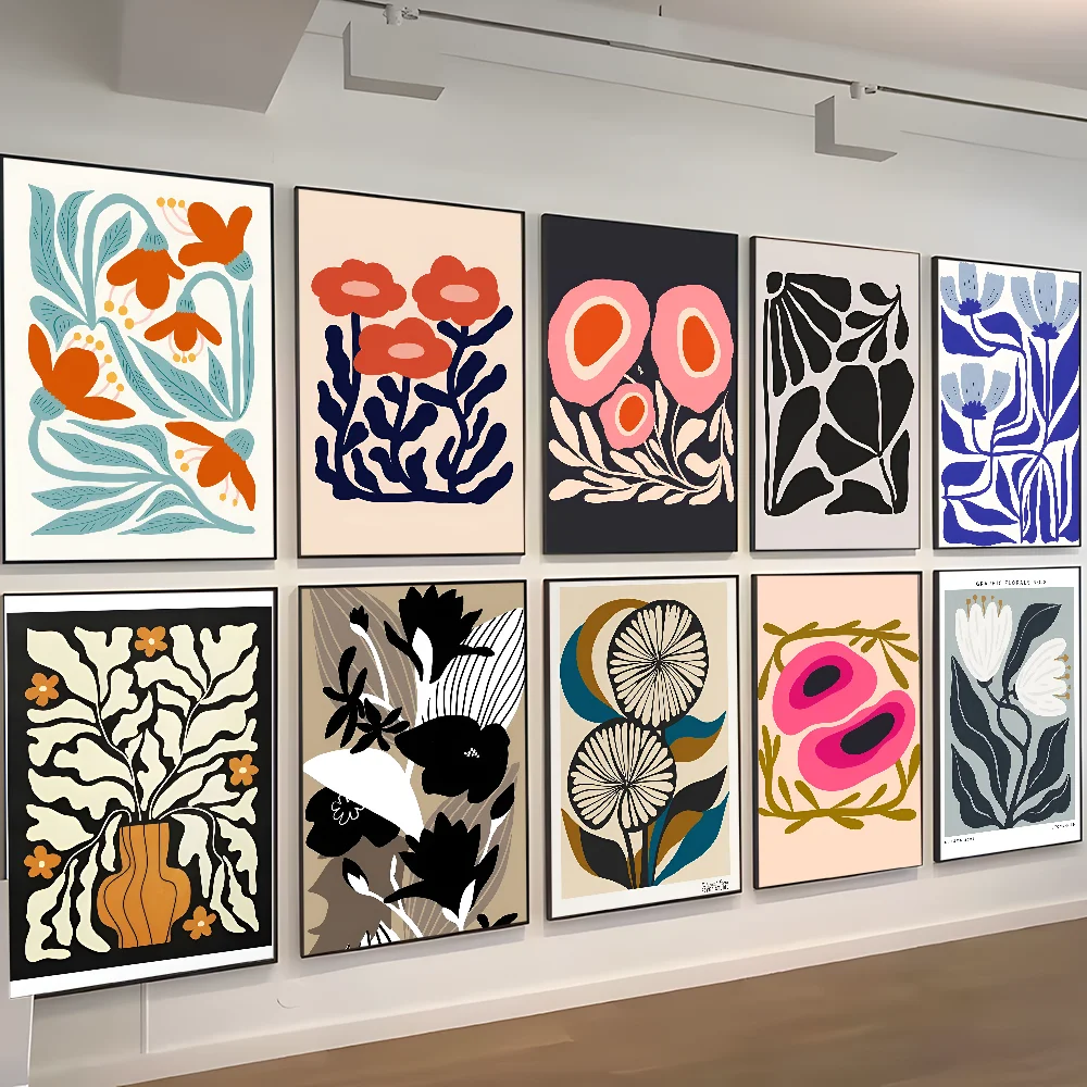 Nordische einfache Wand kunst Vintage Blumen Anime Vintage Poster klebrige White paper Aufkleber DIY Zimmer Bar Cafe Zimmer Wand dekoration