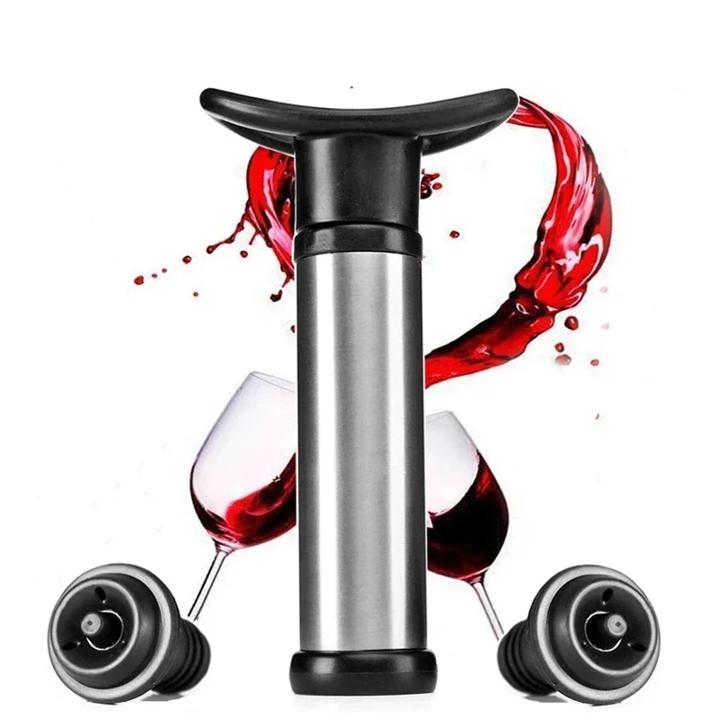 Vakuumpumpen-Weinkonservierer-Set, Vakuum-Weinstopfen für Weißwein/Bier, Edelstahl, hält Wein frisch
