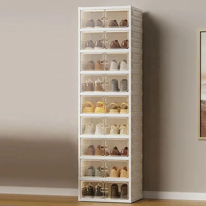 Large Capacity Free-installation Shoe Cabinet Foldable Magnetic Plastic Shoe Cabinet With 18-Pair Capacity