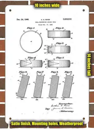 Metal Sign - 1940 Hockey Puck Patent- 10x14 inches