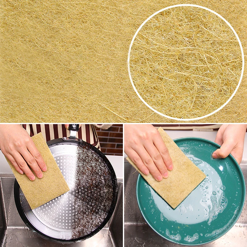 5/10pcs Kitchen Sponge Eco-friendly Sisal Microfiber Dish Sponges for Dishwashing Cleaning Cloth Pan Pot Cleaner