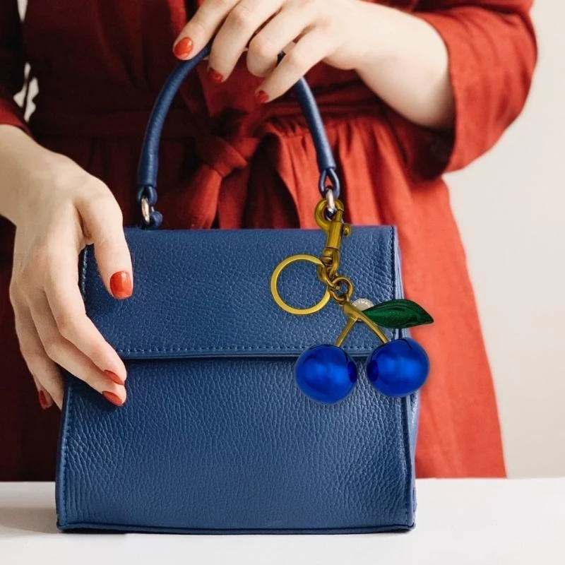 31BB Cherry Keychain Trendy Blue Cherry Rings For Fashionistas