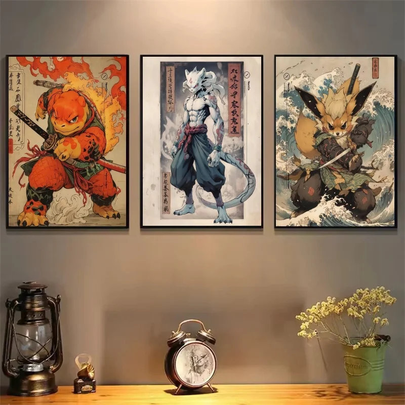 

Japan Anime Pokemon Cartoon Canvas Painting Pikachu Gengar Eevee Mew Wall Art Posters Print Pictures Children's Room Home Decor