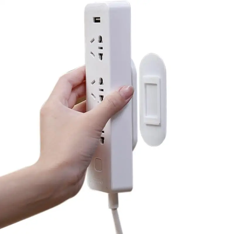 2Pcs Removable Adhesive Socket Holder Traceless Cable Management Organizer No Drilling Fixer for Rental House Use