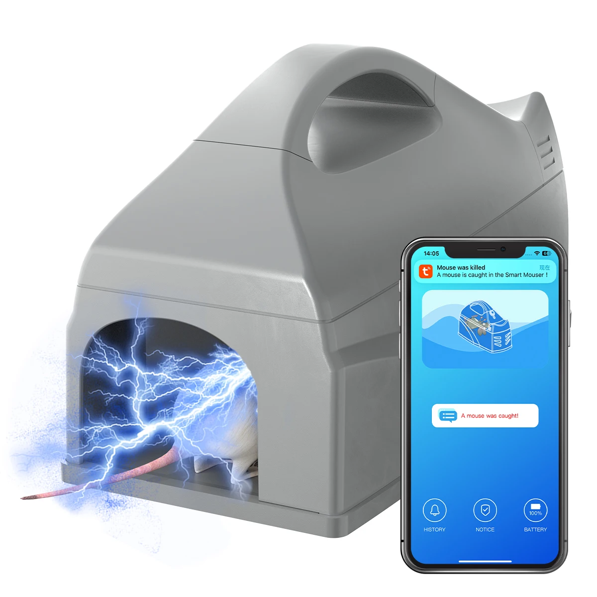 Tuya WiFi Smart Electric Rat Mousetrap 6000V High Voltage Rodent Killer Reusable Anti-Escape Mouse Trap Works With Smartlife APP