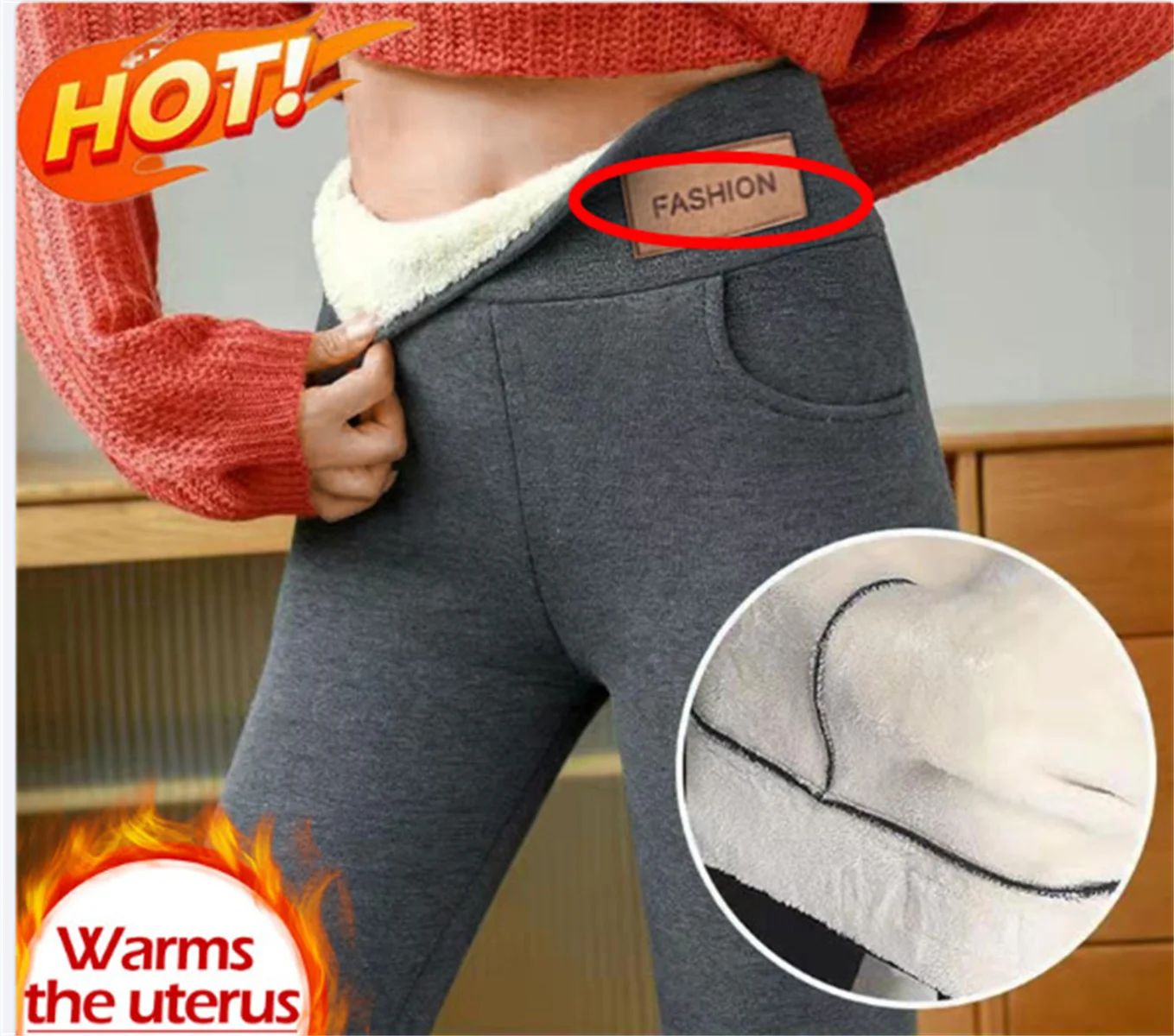 Winter Women Leggings Solid Warm Thicken Lambwool Leggings Hight Waist Fleece Keep Butt Lift High Stretchy Walking Pants Pocket