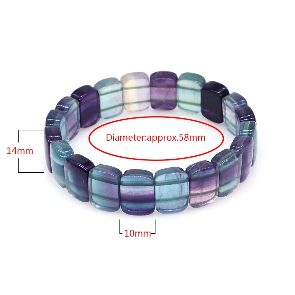 Natural Stone Rainbow Fluorite Square Bamboo Nodes Lucky Beads Bracelet Women Elegant Reiki Healing Crystal Bangle Jewelry GiftS
