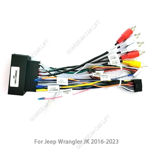 Imagen 2 del producto Para Jeep Wrangler Cherokee Compass Renegade 2016-2023 Radio de coche arnés de cableado estéreo Cable adaptador Android reproductor MP5 estéreo