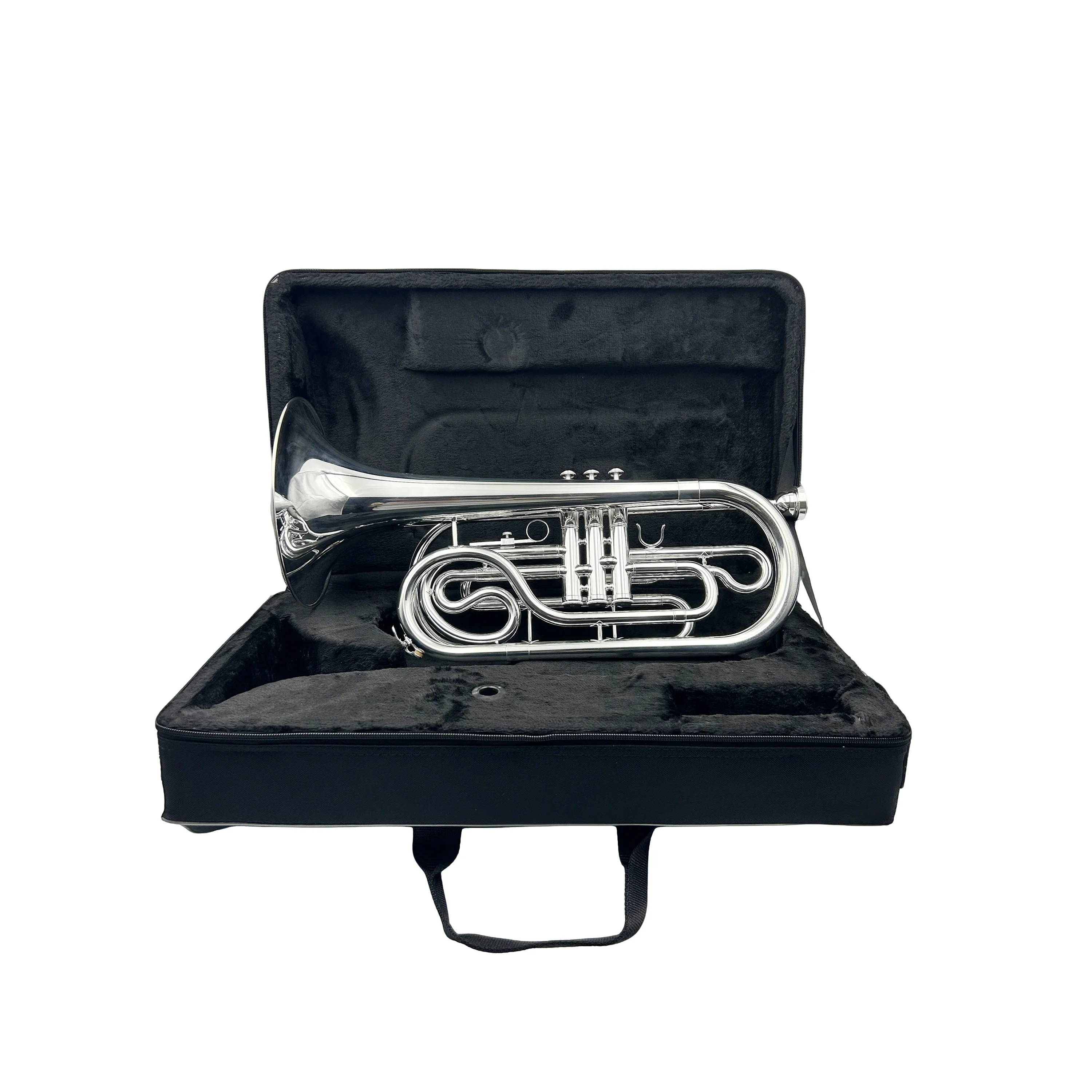 

Professional Bb Key Marching Trombone Gold Lacquer Silver Plated Brass Body Wind Instrument For Case JYMTB1311S
