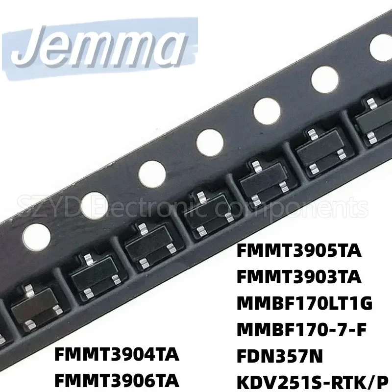 100PCS SOT23 FMMT3904TA FMMT3906TA FMMT3905TA FMMT3903TA MMBF170LT1G  FDN357N KDV251S-RTK/P