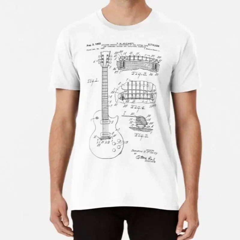 Guitar Blueprint Patent T shirt Guitarist Dad