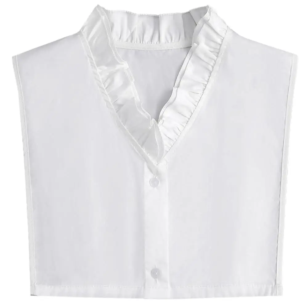 

Хлопковые рубашки с элегантным воротником-рюшем, V-образным вырезом и имитацией воротника-стойки для женщин и девушек