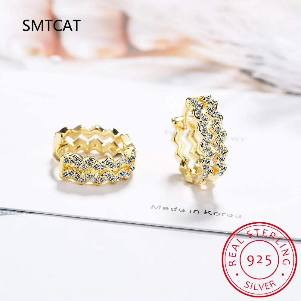 

Full Moissanite Hoop Earrings for Women Girls s925 Sterling Silver Double Layer Wave Earring Jewelry Gifts Pendientes Brincos