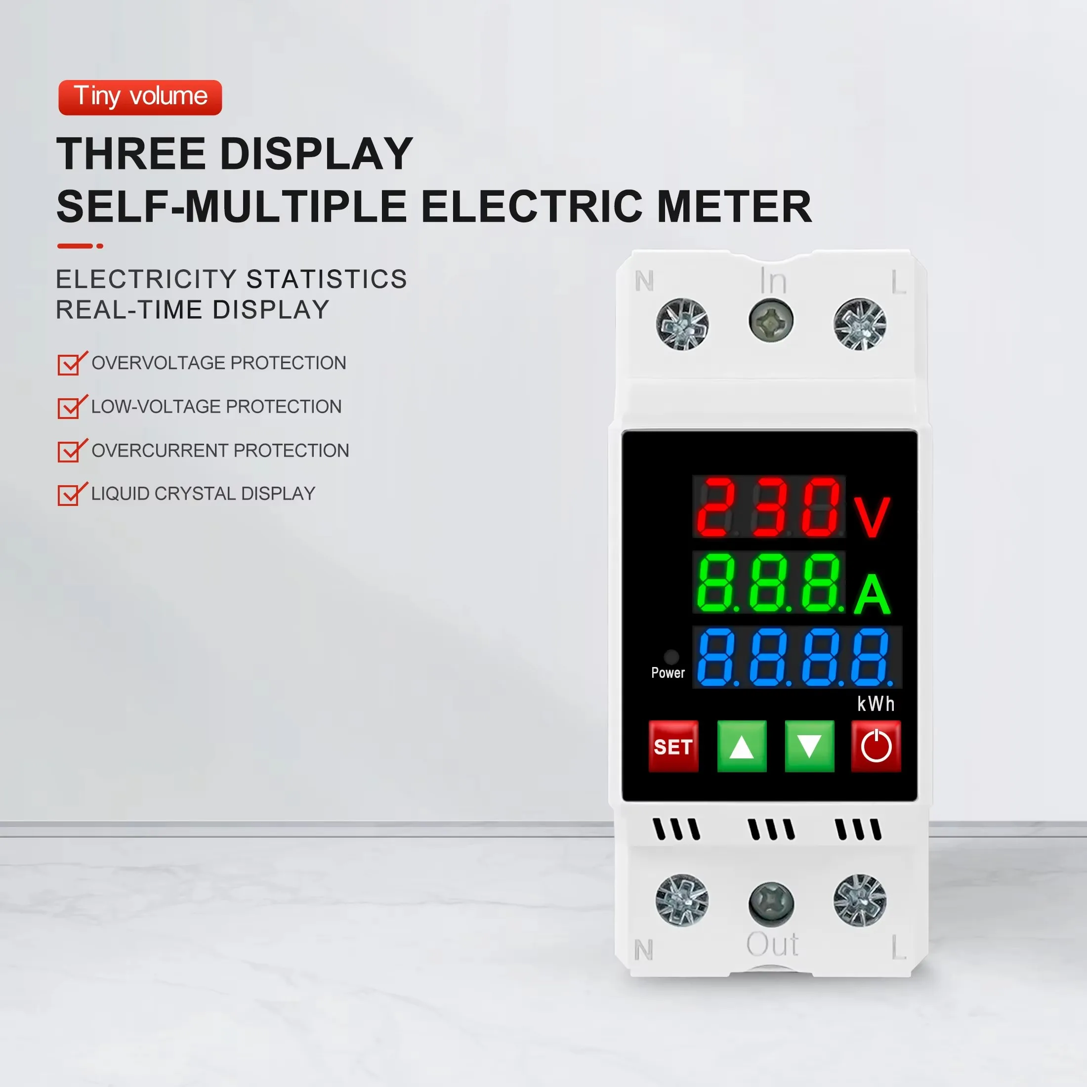 40A 63A 230V Din Rail Adjustable Over Voltage And Under Voltage Protective Device Protector Relay With Over Current Protection