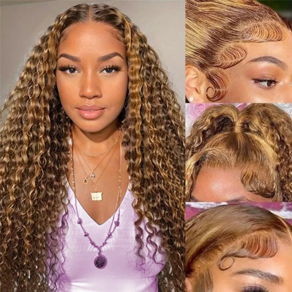 

Deep Wave Human Hair Wigs 427 Highlight 13X6 Hd Lace Frontal Wig 100% Human Hair 250 Density For Women Pre Plucked Brazilian Wig