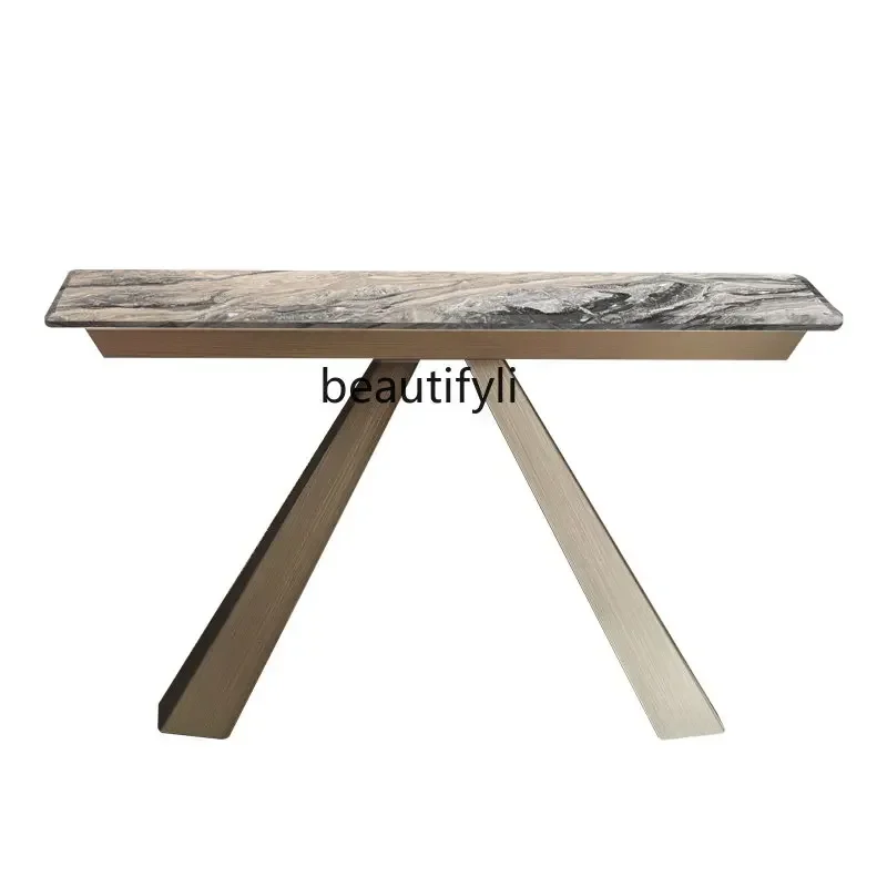 

R11 Italian Mild Luxury Marble Console Side View Stainless Steel Household Ultra Narrow Console Tables