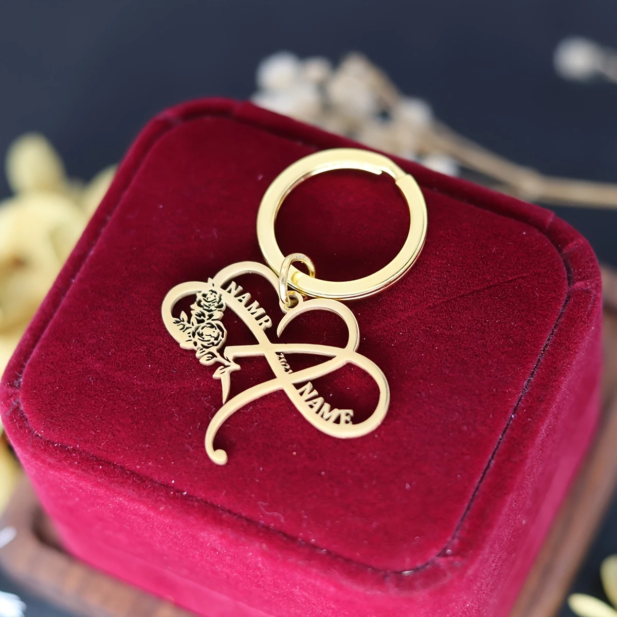 Custom Infinity Heart Metal Key Chain, Personalized Gift