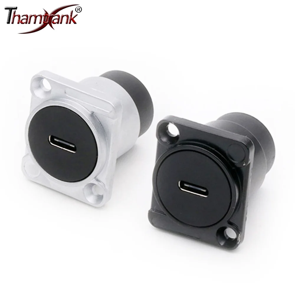 

4pc Type-C Connector Dual Type-C Port Female Socket Panel Mount Square Female to Female Converter Data Transfer Connector