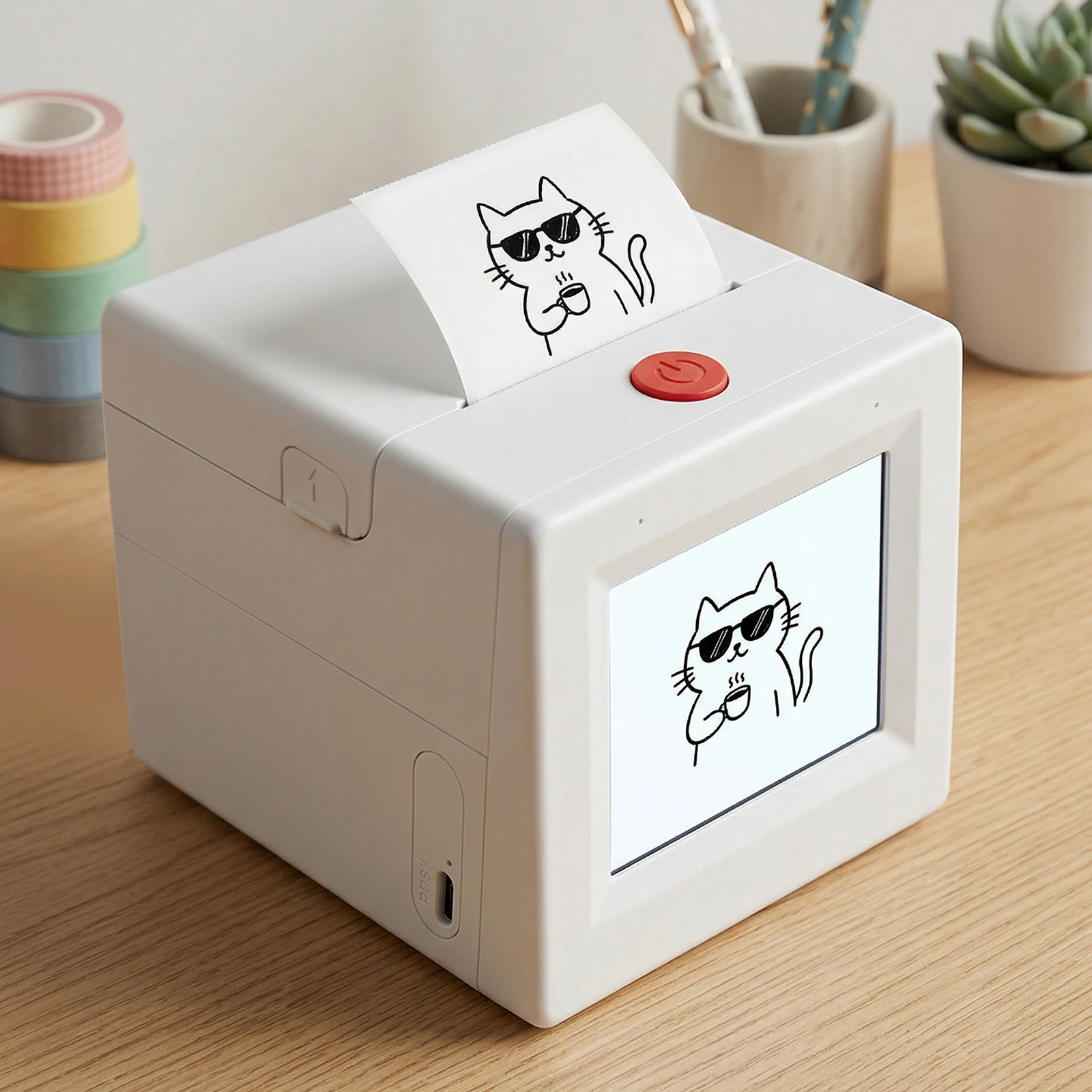 Mini Thermal Label Printer AI Sticker Printer for Home Office Study & DIY Projects 5 Rolls Paper Included