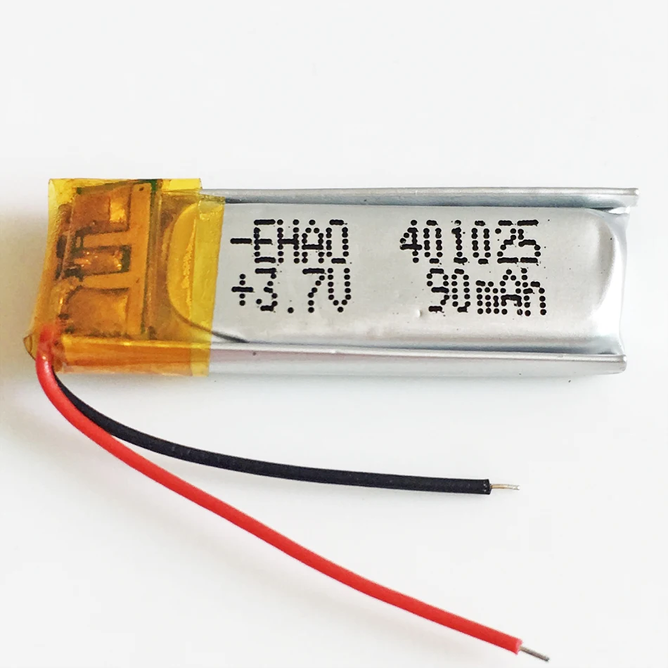 3.7V 90mAh 401025 Lipo Lithium Polymer Rechargeable Battery For MP3 GPS Bluetooth Speaker Recorder Headset Video pen Bracelet