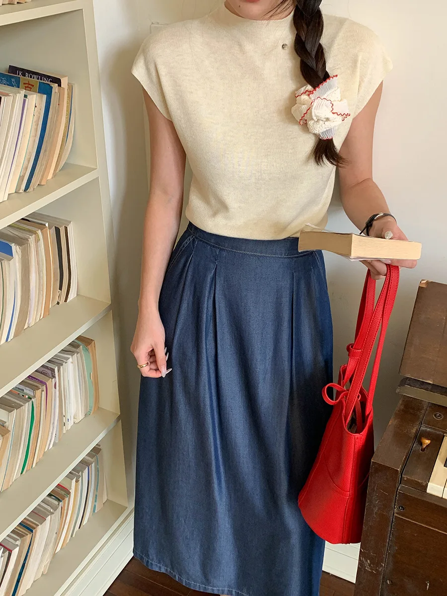 Nuovo maglione lavorato a maglia pullover a maniche corte casual estivo per donna