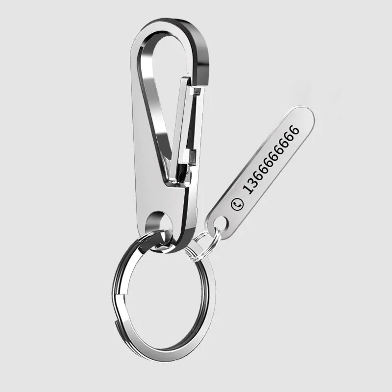 Custom Laser Engraved Stainless Steel Keychains Name Telephone Number Personalized Key Rings Anti Lost Gift for Men Women
