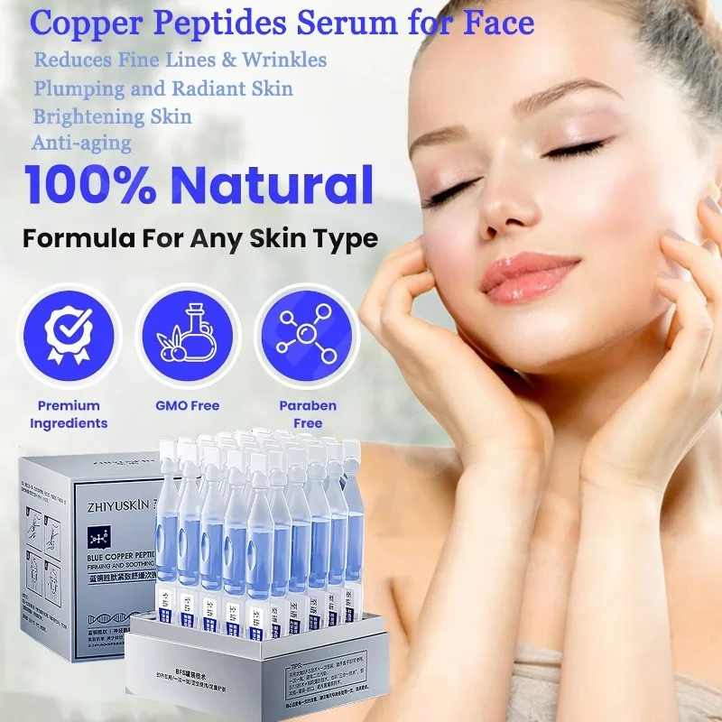 

Blue Copper Peptide Serum for Face Firming Soothing Astaxanthin Brightening Moisturizing Essence Nicotinamide Ceramide Skincare