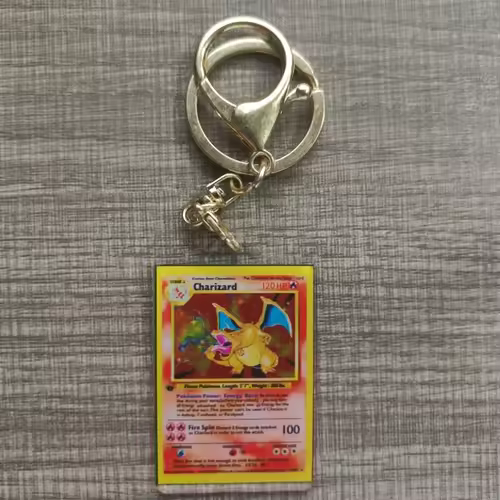 Pokemon Anime Small Card Key Chain Charizard Keychains Blastoise Venusaur Mewtwo Diy Acrylic Action Toy Figures Game Collection - Image 6