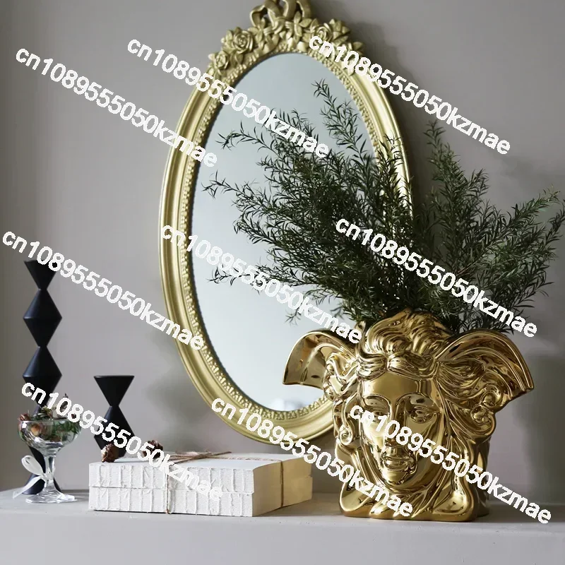 European style light luxury electroplating golden brushed ceramic metal gold vase dining modern table home decoration wedding