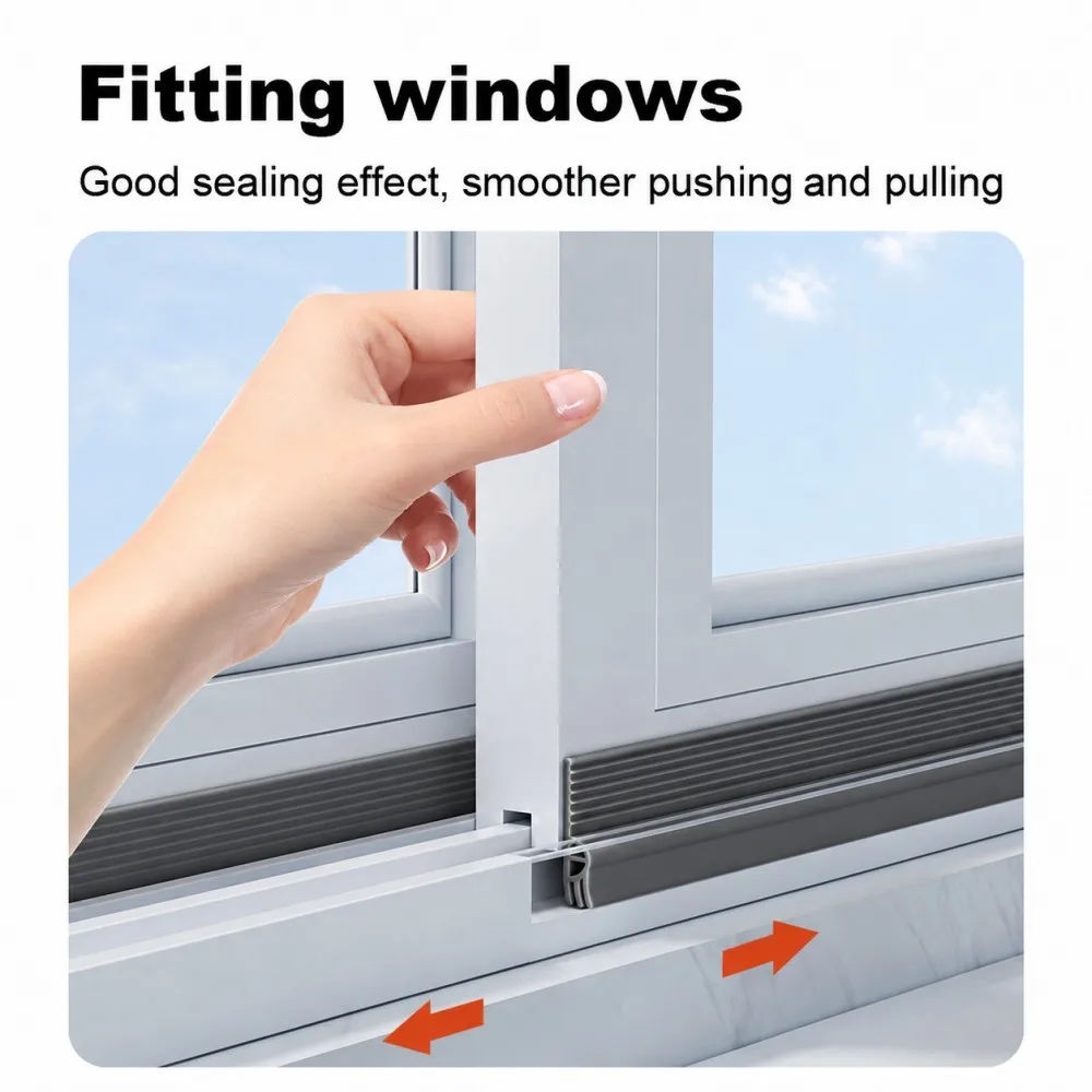 2-4M TPE Sliding Window Seal Strip Self-Adhesive Triple Windproof Sound Insulation Anti-Cold Door Under Flexible Weatherstrip
