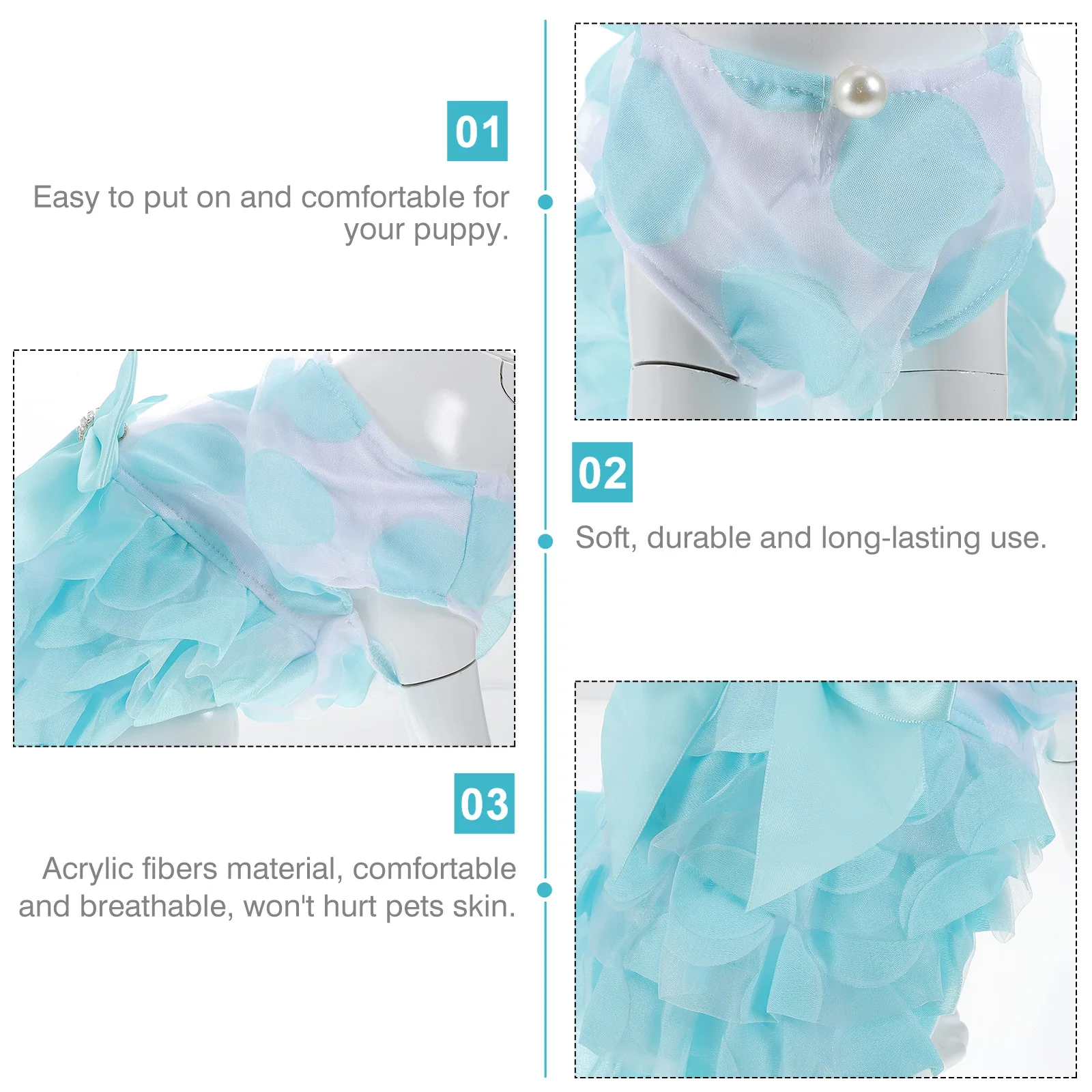 

Pet Dog Skirt Suspender Tutu Dress for Dogs Fairy Small Clothes Blue Doggy Bridesmaid