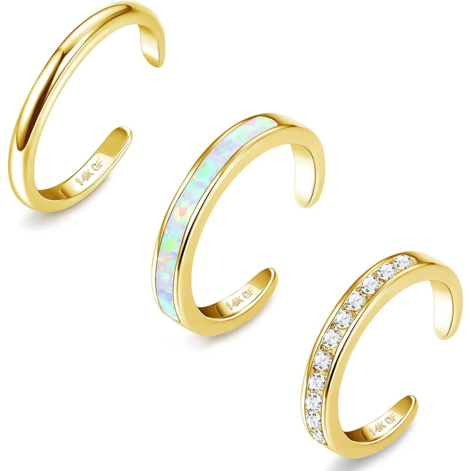Bobisty 14K Vergoldete Zehenringe für Frauen Verstellbarer Zehenring Niedlicher Opal-Blumen-Zehenring Offener Ring Strand Sommer Fußschmuck