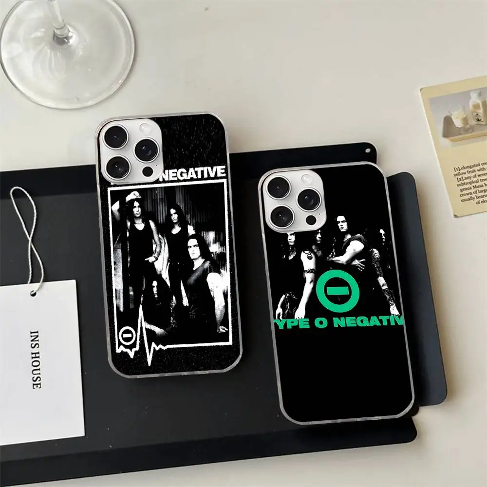 

Rock Band T-Type O Negative Music Phone Case For IPhone 17 16 Pro Plus Max Luxury Laser Silver Gradient Silicone Cover