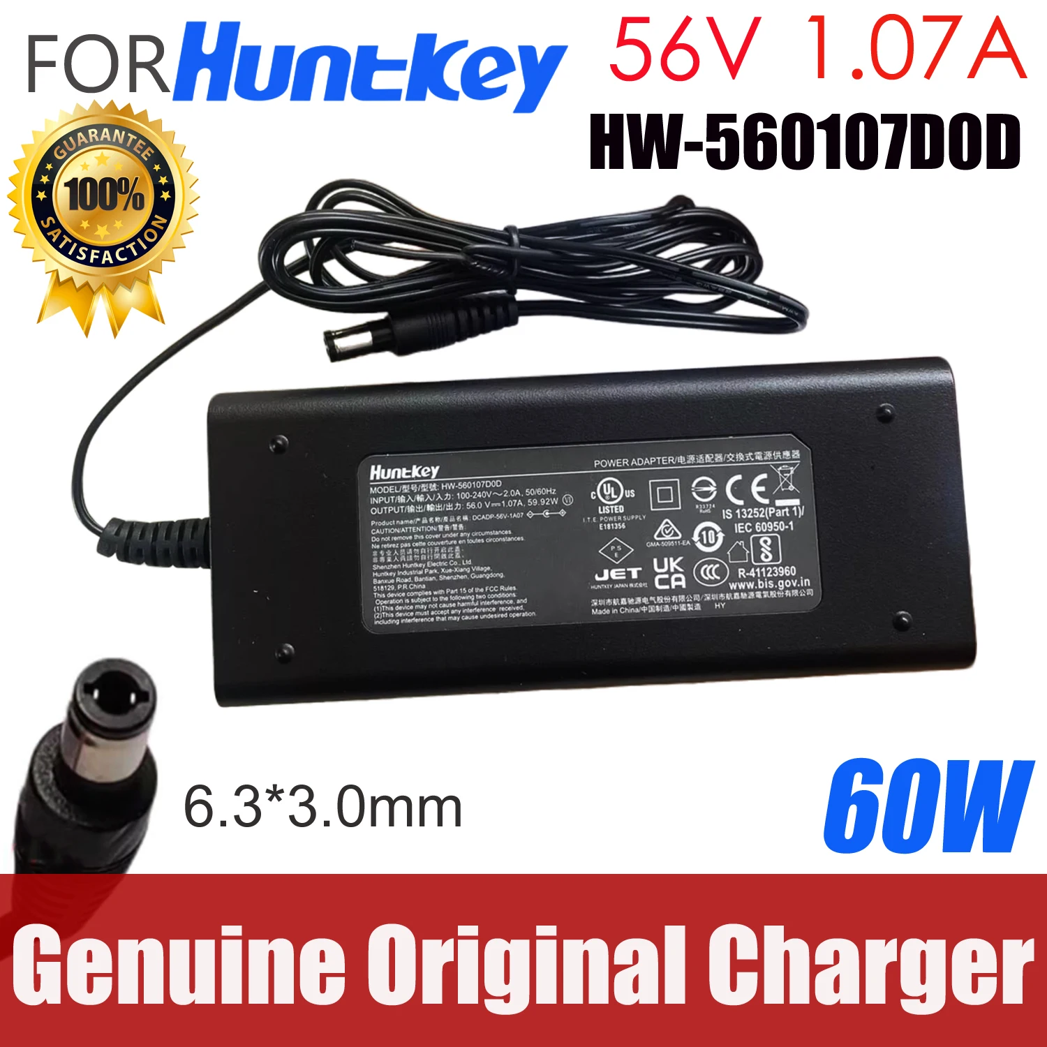 

Genuine HW-560107D0D Huntkey 56V 1.07A 59.92W AC Adapter Charger For HUAWEI AP7060DN DC power supply