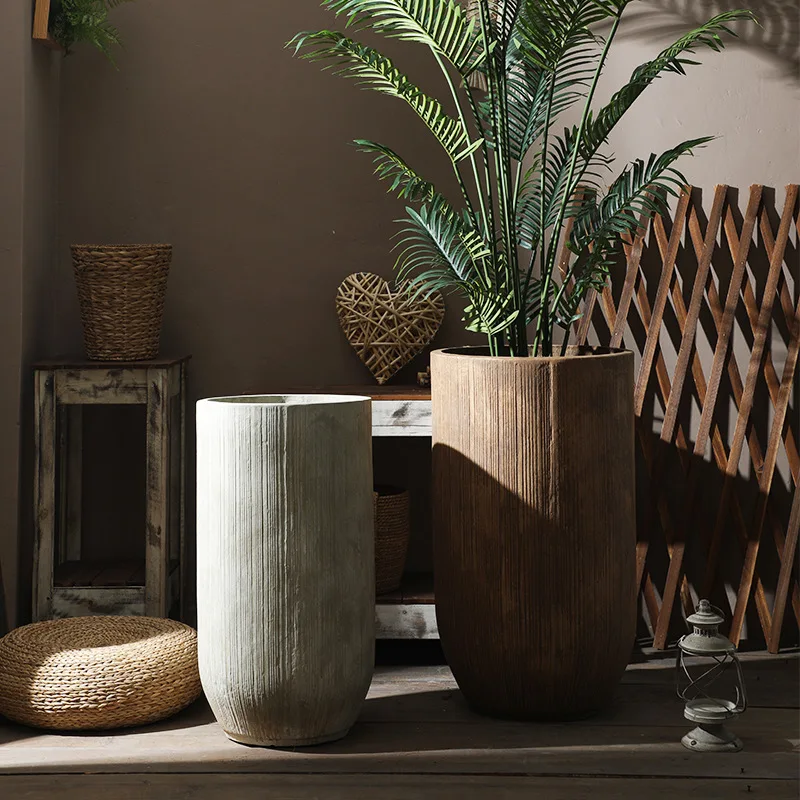 Floor-to-ceiling high-top creative flower pots, handmade extra-large outdoor gardens, living rooms, hotels, birds of paradise, f