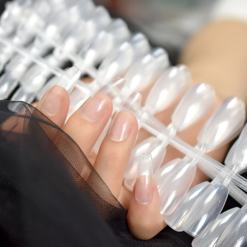 10 مجموعات طويلة واضحة صالون الأظافر وهمية شكل نعش DIY بها بنفسك شفافة المتطرفة راقصة الباليه الأظافر كاذبة مانيكير نصائح 240 قطعة