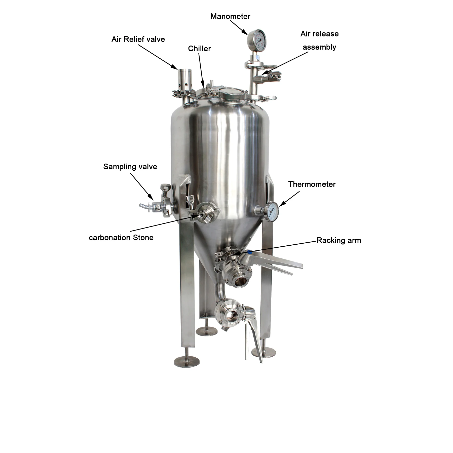 

QiiMii SS304 Conical Fermentor 20L /30L Tank Fermenter with cooling coil for home brewing IN STOCK