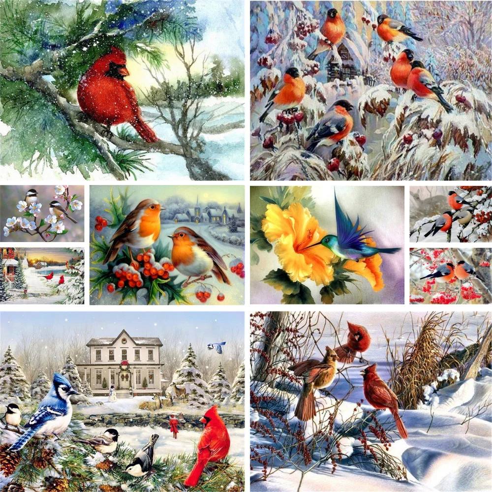 Animal Little Bird Coloring By Numbers Painting Complete Kit Acrylic Paints 50*70 Painting On Canvas Handmade Crafts For Adults